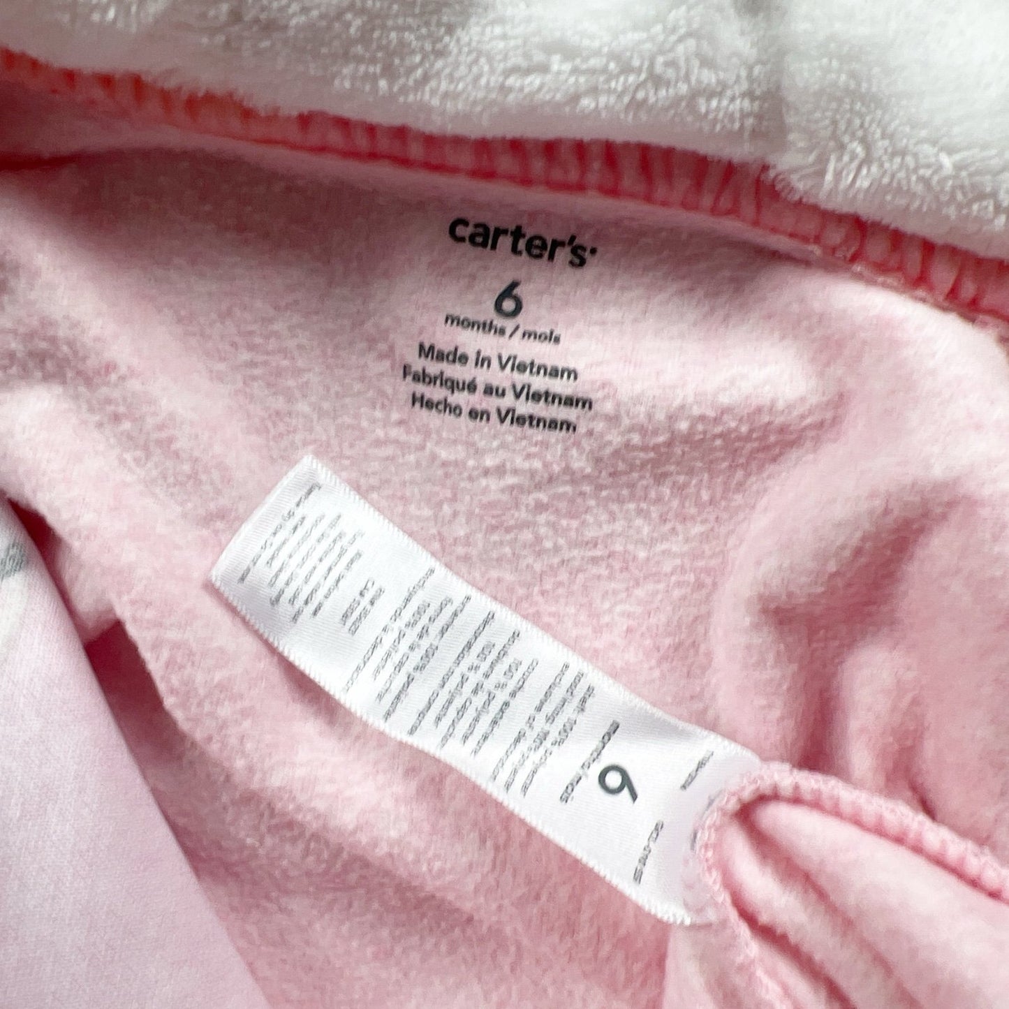 Carter's Baby Girl Pink Polar Bear Fleece Hooded Jumpsuit 3-6 Months