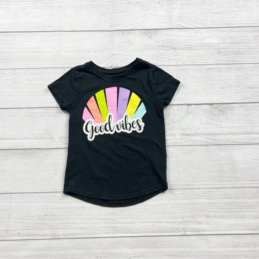 Garanimals Black Graphic T-Shirt "Good Vibes" Rainbow Design Short Sleeve 4T