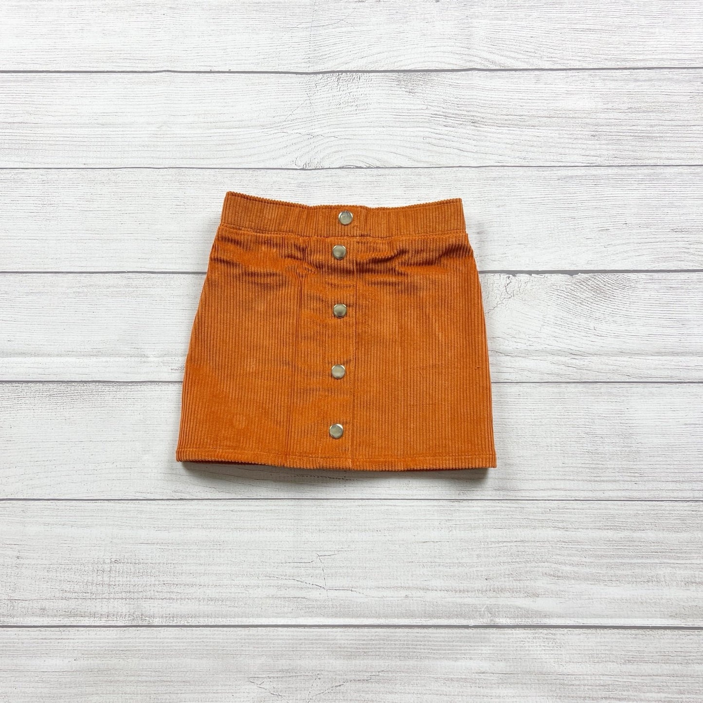 Isaac Mizrahi Orange Corduroy Button Front Elastic Waist Skirt NWT XS 4