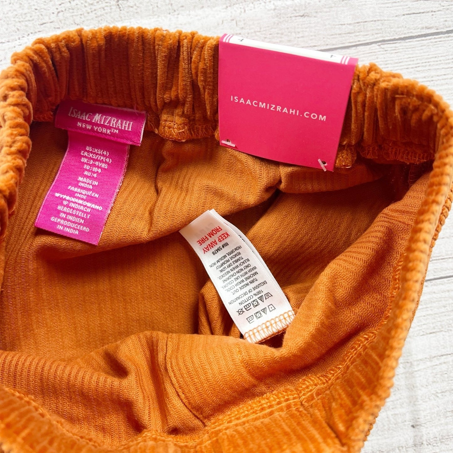 Isaac Mizrahi Orange Corduroy Button Front Elastic Waist Skirt NWT XS 4