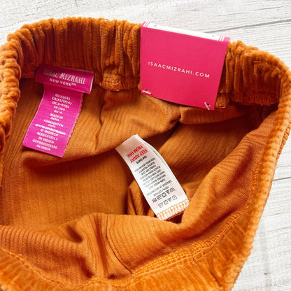 Isaac Mizrahi Orange Corduroy Button Front Elastic Waist Skirt NWT XS 4