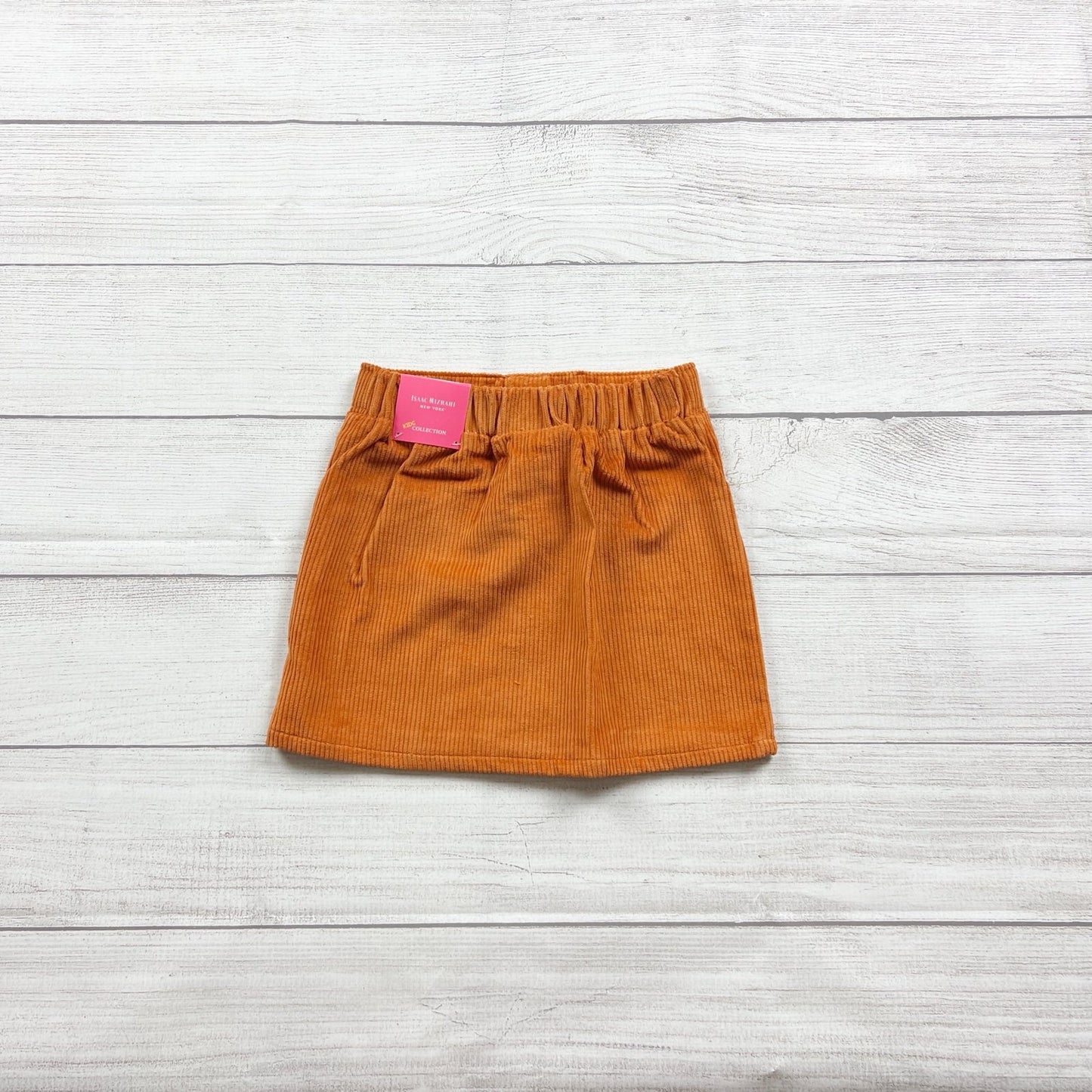 Isaac Mizrahi Orange Corduroy Button Front Elastic Waist Skirt NWT XS 4