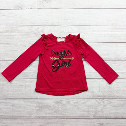 btween Girls “Daddy’s Girl” Long Sleeve Shirt Ruffle Shoulder Graphic Tee 4