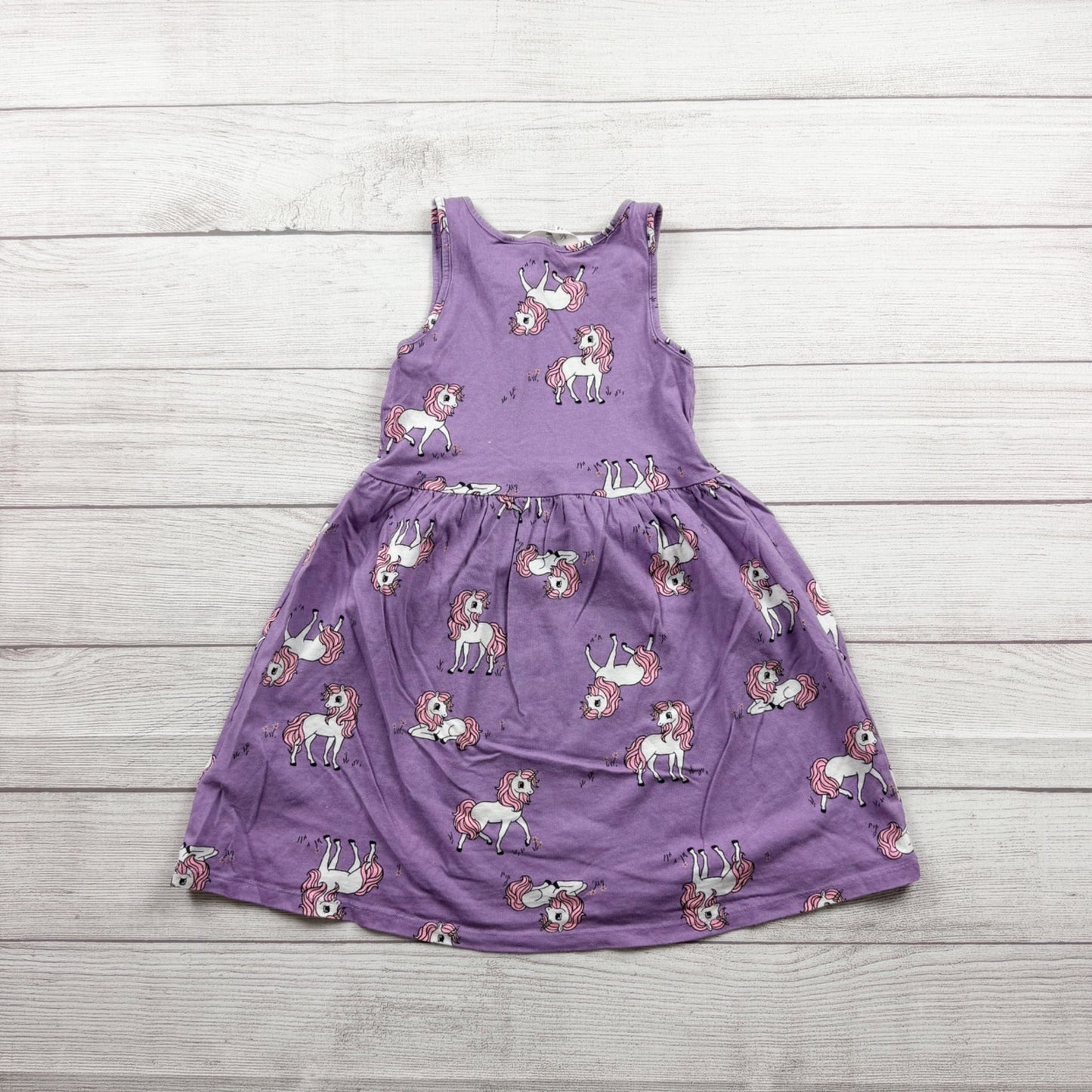 H&M Girls Purple Unicorn Print Sleeveless Dress 6-7