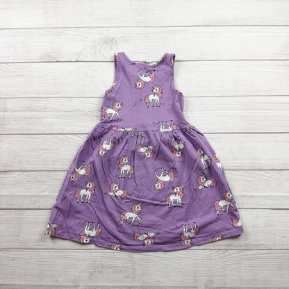 H&M Girls Purple Unicorn Print Sleeveless Dress 6-7