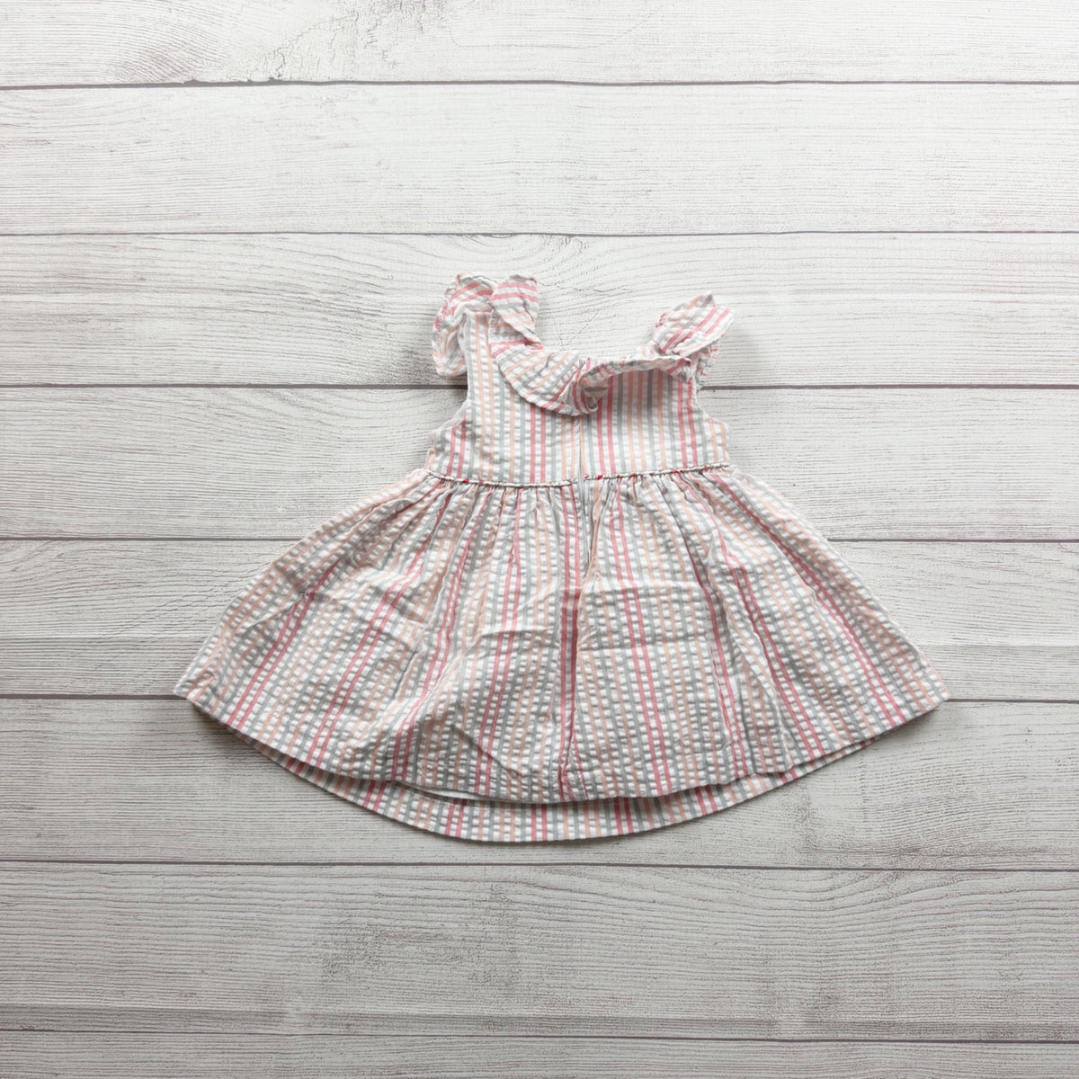 Bonnie Baby Pink White Striped Dress Floral Bow Matching Bloomers 3-6 Months