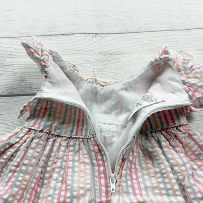 Bonnie Baby Pink White Striped Dress Floral Bow Matching Bloomers 3-6 Months