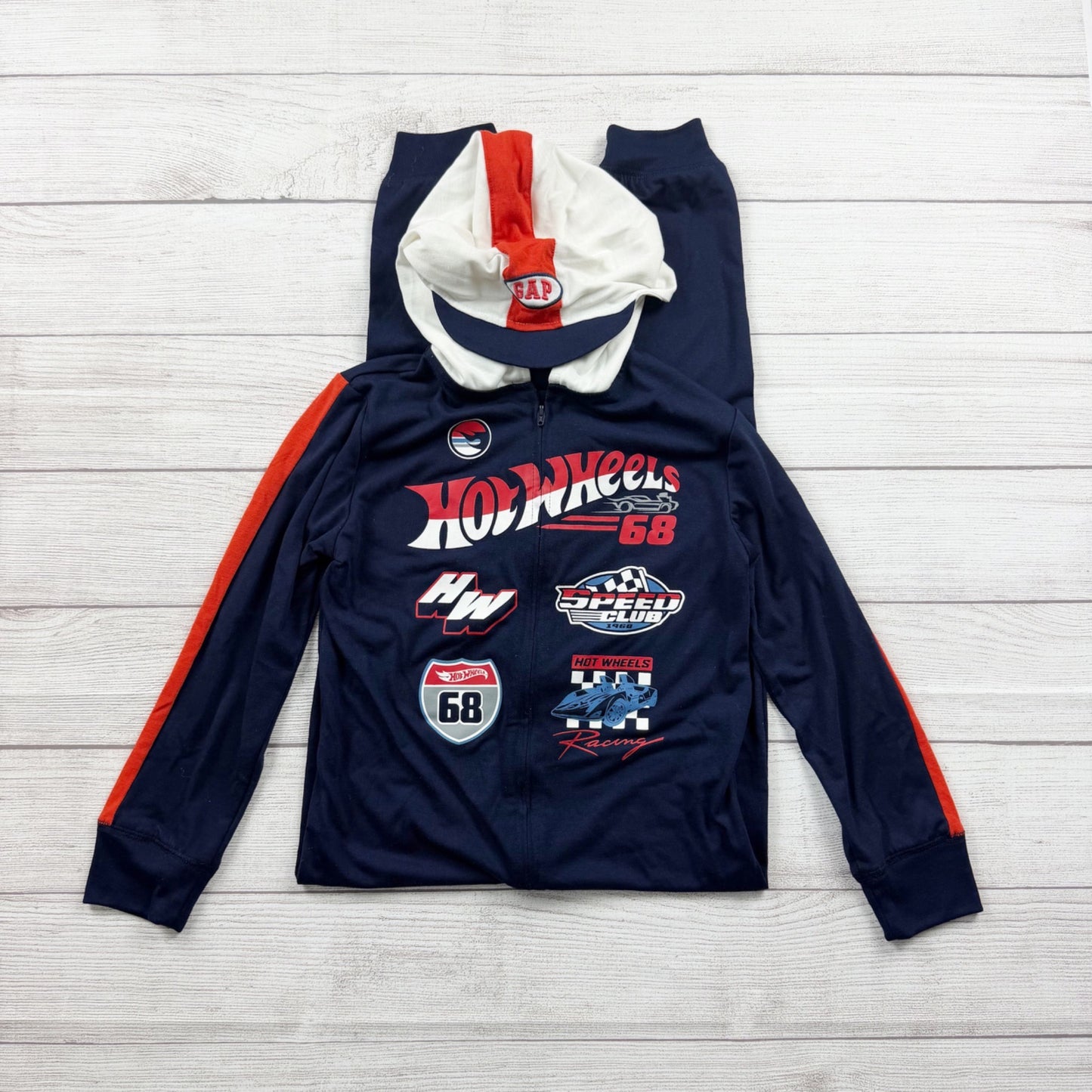 Gap Hot Wheels Kids One Piece Pajamas Racing Hooded Jumper 8