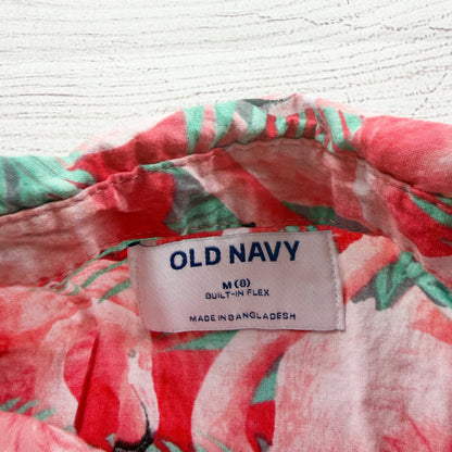 Old Navy Boys Flamingo Print Short Sleeve Button Up Shirt Built-In Flex M  8