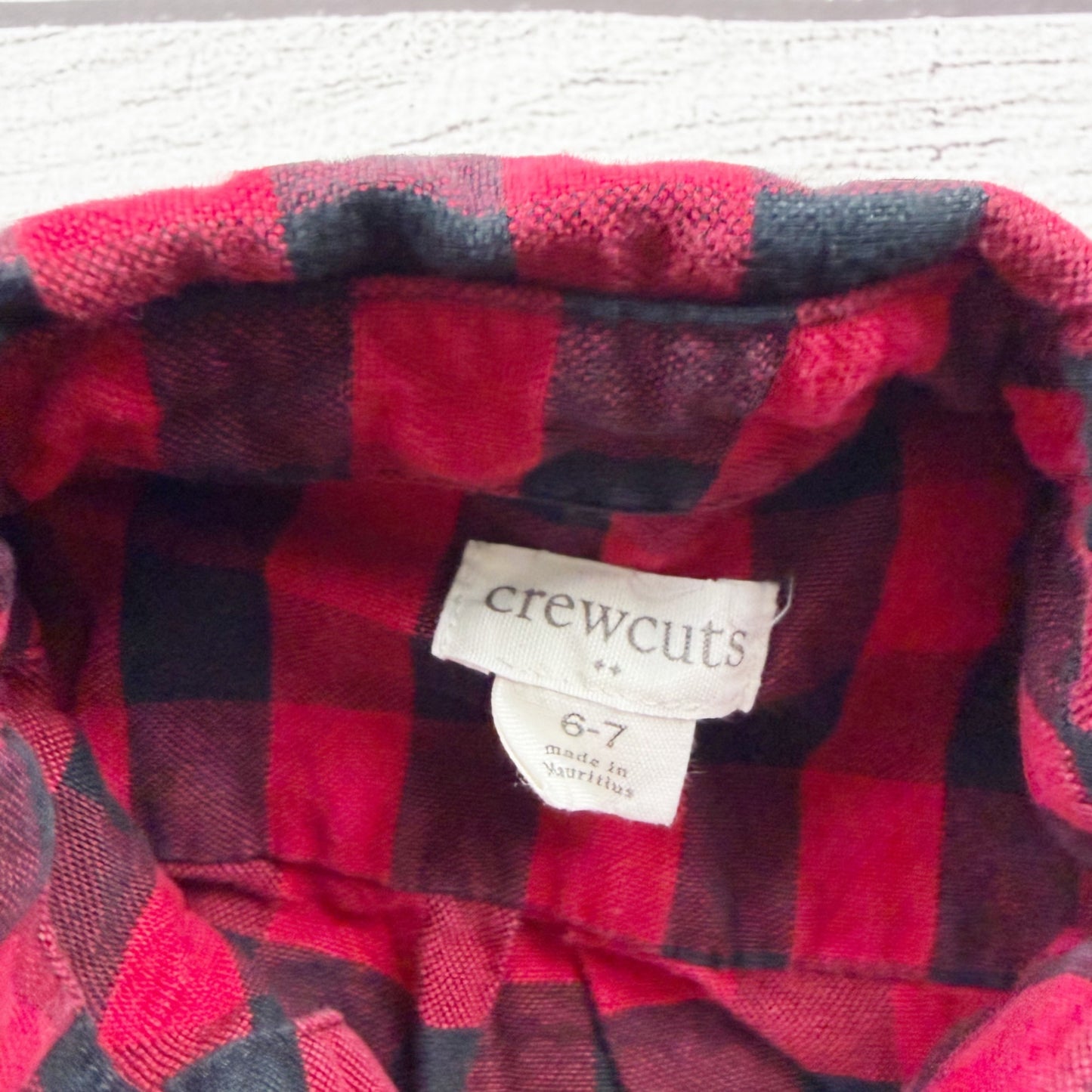 Crewcuts Boys Buffalo Plaid Shirt Checkered Long Sleeve Button-Down 6-7