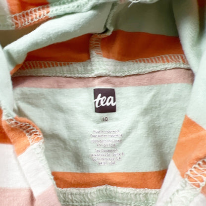 Tea Collection Girls Hooded Dress Mint Orange Stripe Sleeveless Cover Up 10