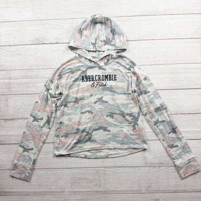 Abercrombie Kids Camouflage Hooded Sweatshirt Gray Pink Long Sleeve 11-12