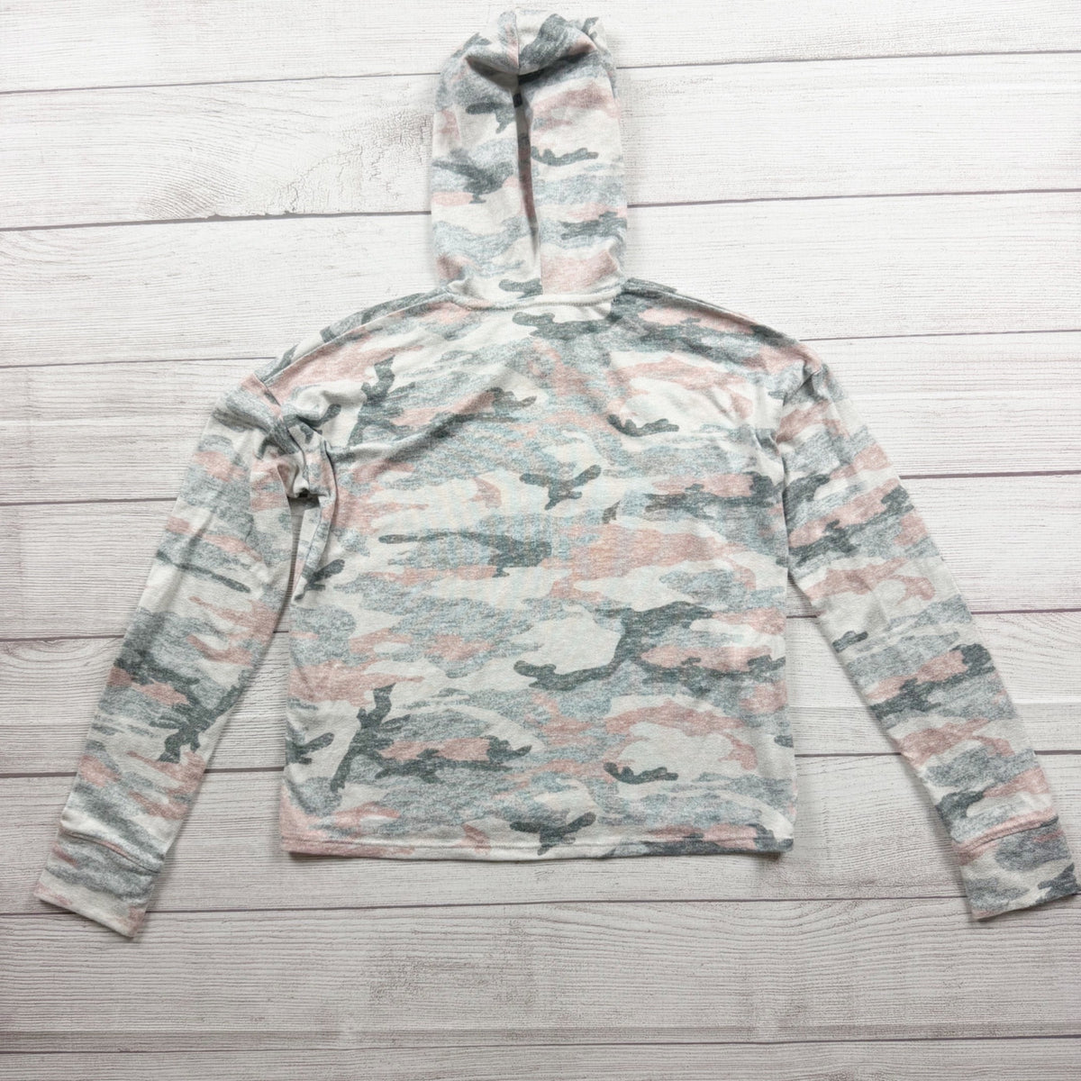 Abercrombie Kids Camouflage Hooded Sweatshirt Gray Pink Long Sleeve 11-12