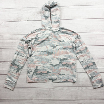 Abercrombie Kids Camouflage Hooded Sweatshirt Gray Pink Long Sleeve 11-12