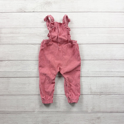 Carter’s Pink Corduroy Ruffle Strap Baby Overalls 9-12 Months