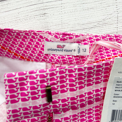 Vineyard Vines Girls Whale Print Pink Shorts Lightweight Summer Style NWT 12
