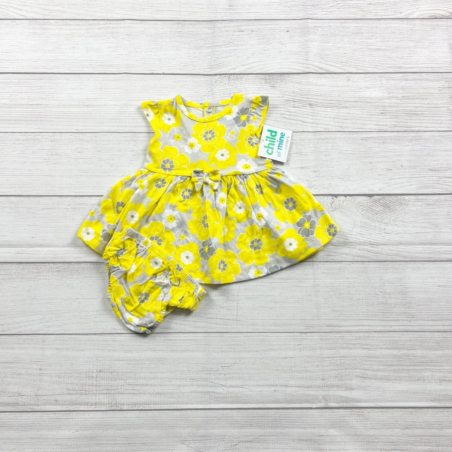 Child Of Mine By Carter's Baby Dress Bloomer Set Yellow Floral NWT 0-3 Months