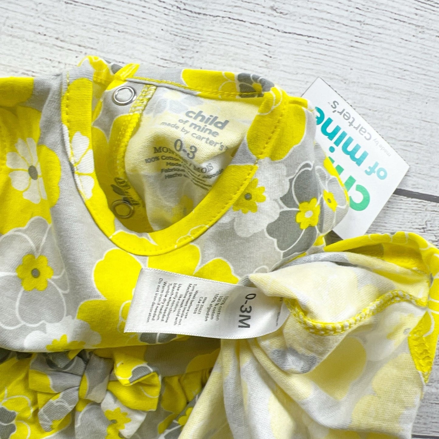 Child Of Mine By Carter's Baby Dress Bloomer Set Yellow Floral NWT 0-3 Months