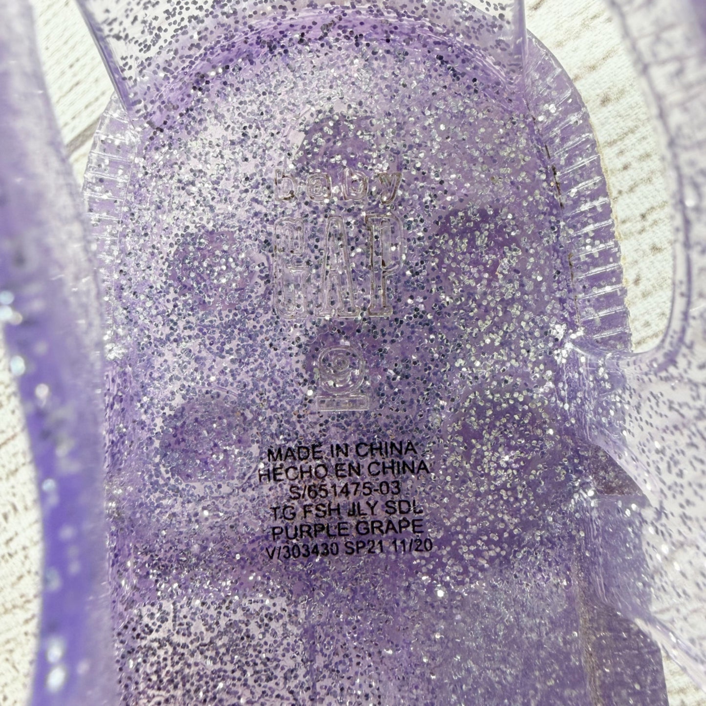 Baby Gap Toddler Jelly Sandals Purple Grape Glitter Buckle Strap Water Shoes 9