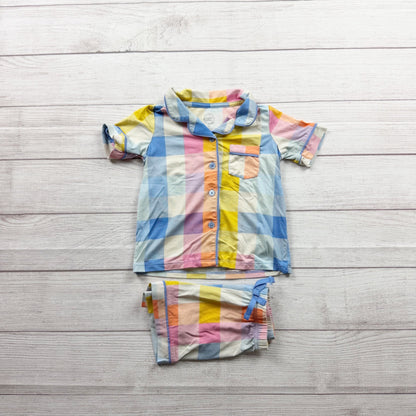 Wonder Nation Collared Buttoned Plaid Shorts Pajamas Set 3T