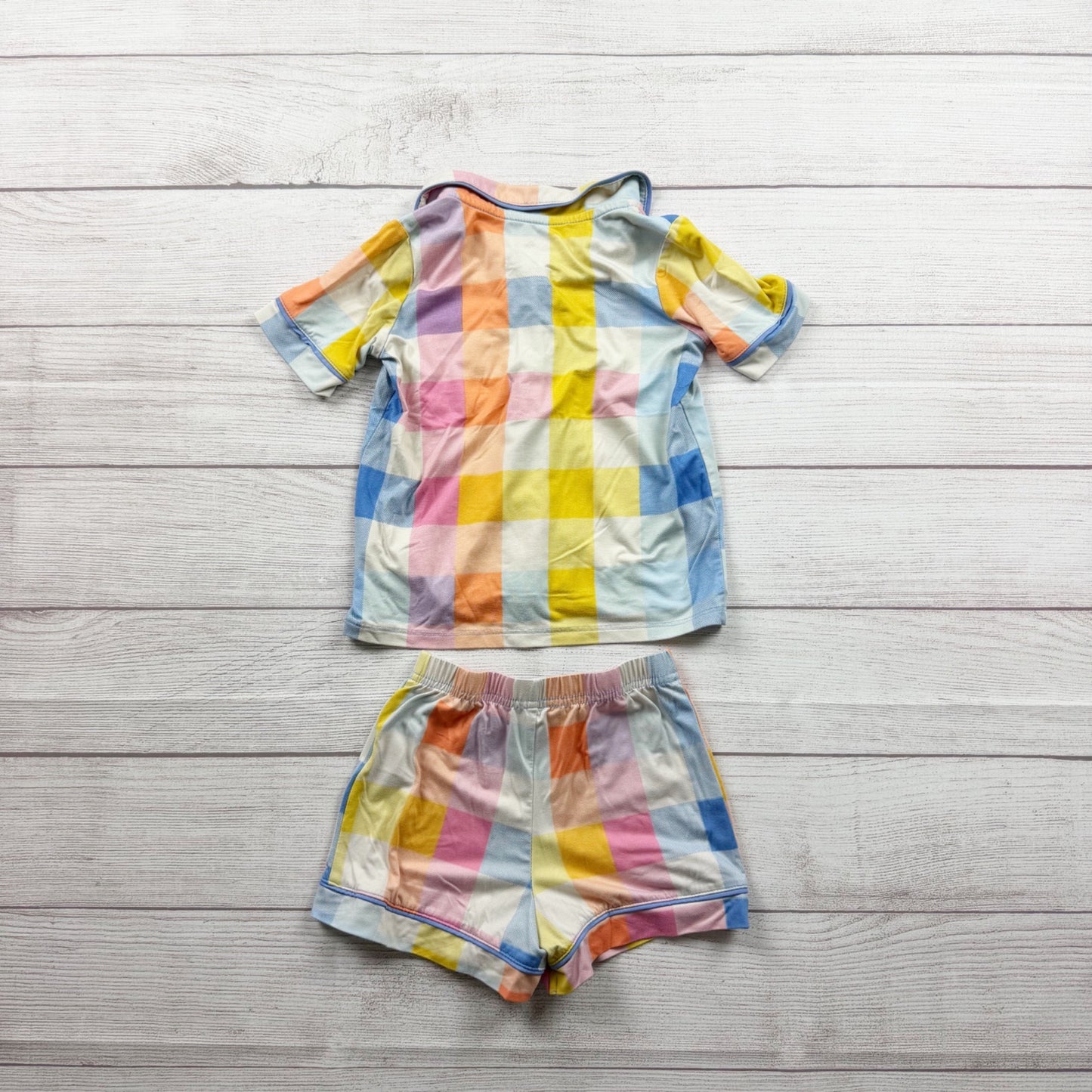 Wonder Nation Collared Buttoned Plaid Shorts Pajamas Set 3T