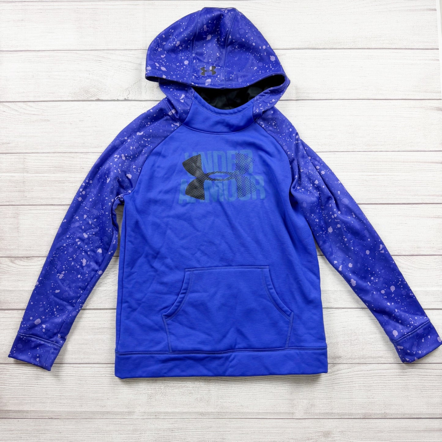 Under Armour Youth Hoodie Splatter Print Pullover Kangaroo Pocket Logo YLG