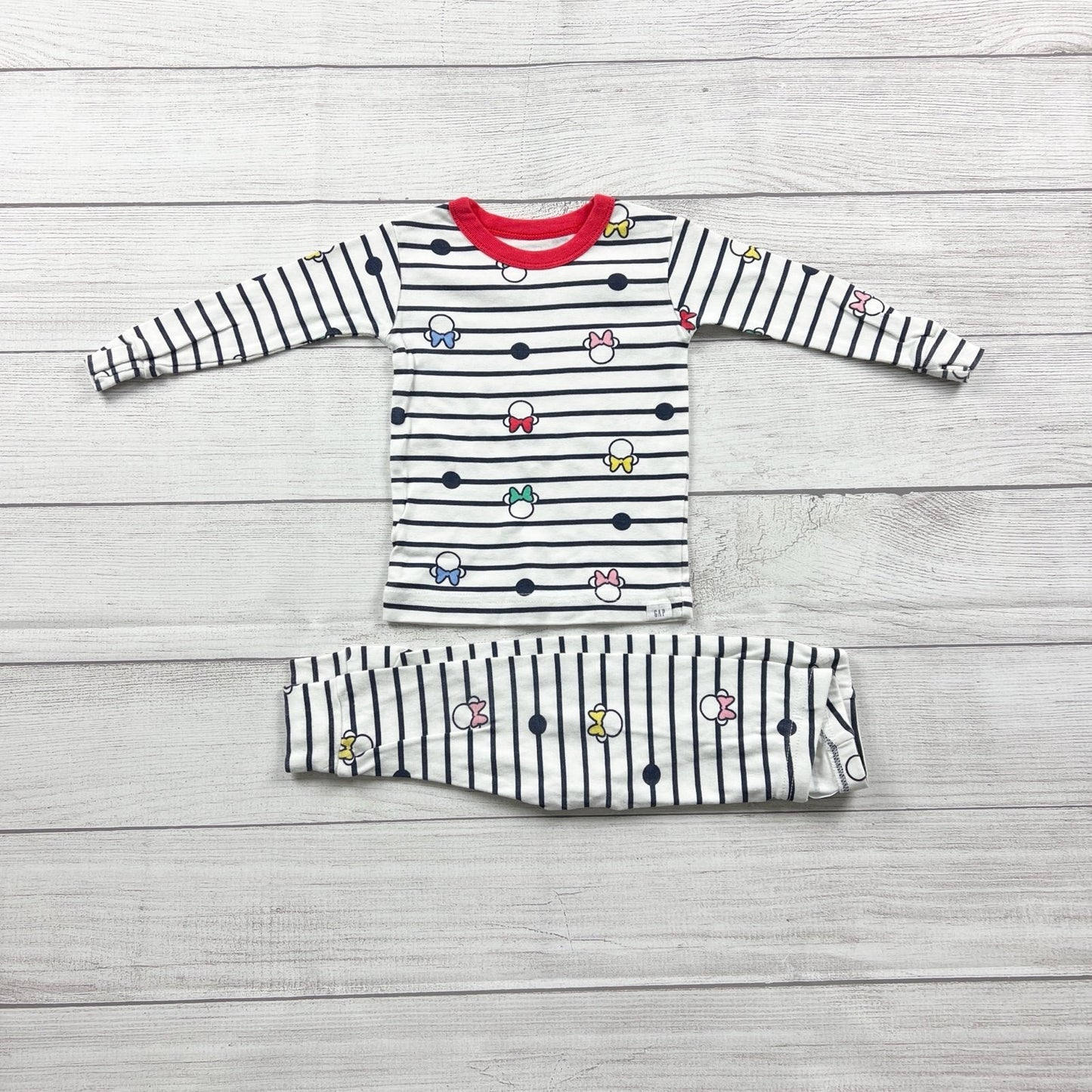 Disney Baby Girl Pajama Set GAP Striped Minnie Mouse Print 12-18 Months