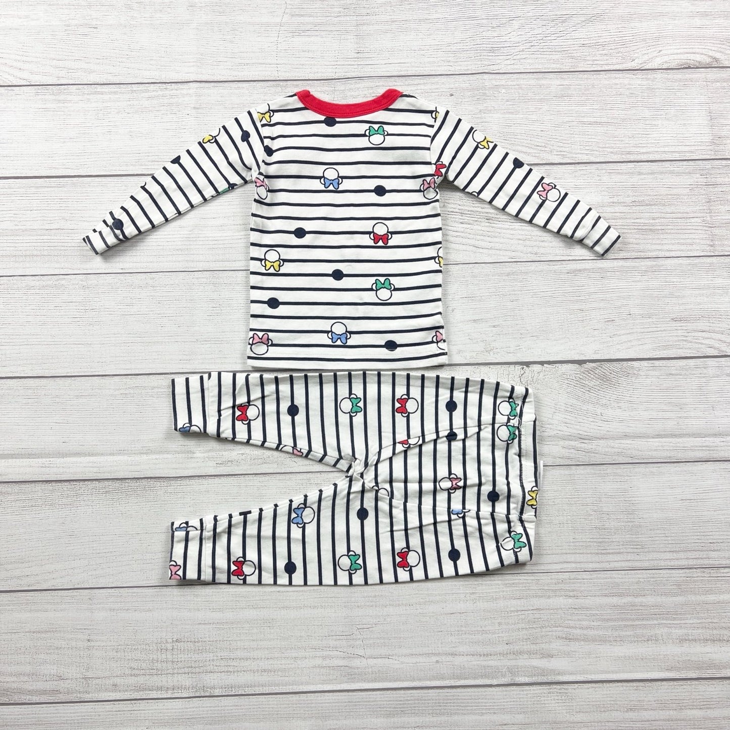 Disney Baby Girl Pajama Set GAP Striped Minnie Mouse Print 12-18 Months