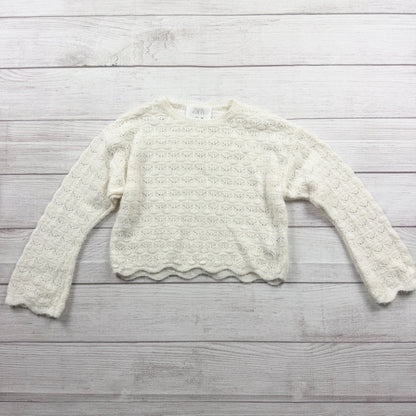 Zara Girls Cropped Sweater Textured Knit Scalloped Hem Pullover 8-9