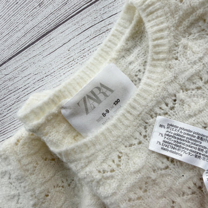 Zara Girls Cropped Sweater Textured Knit Scalloped Hem Pullover 8-9