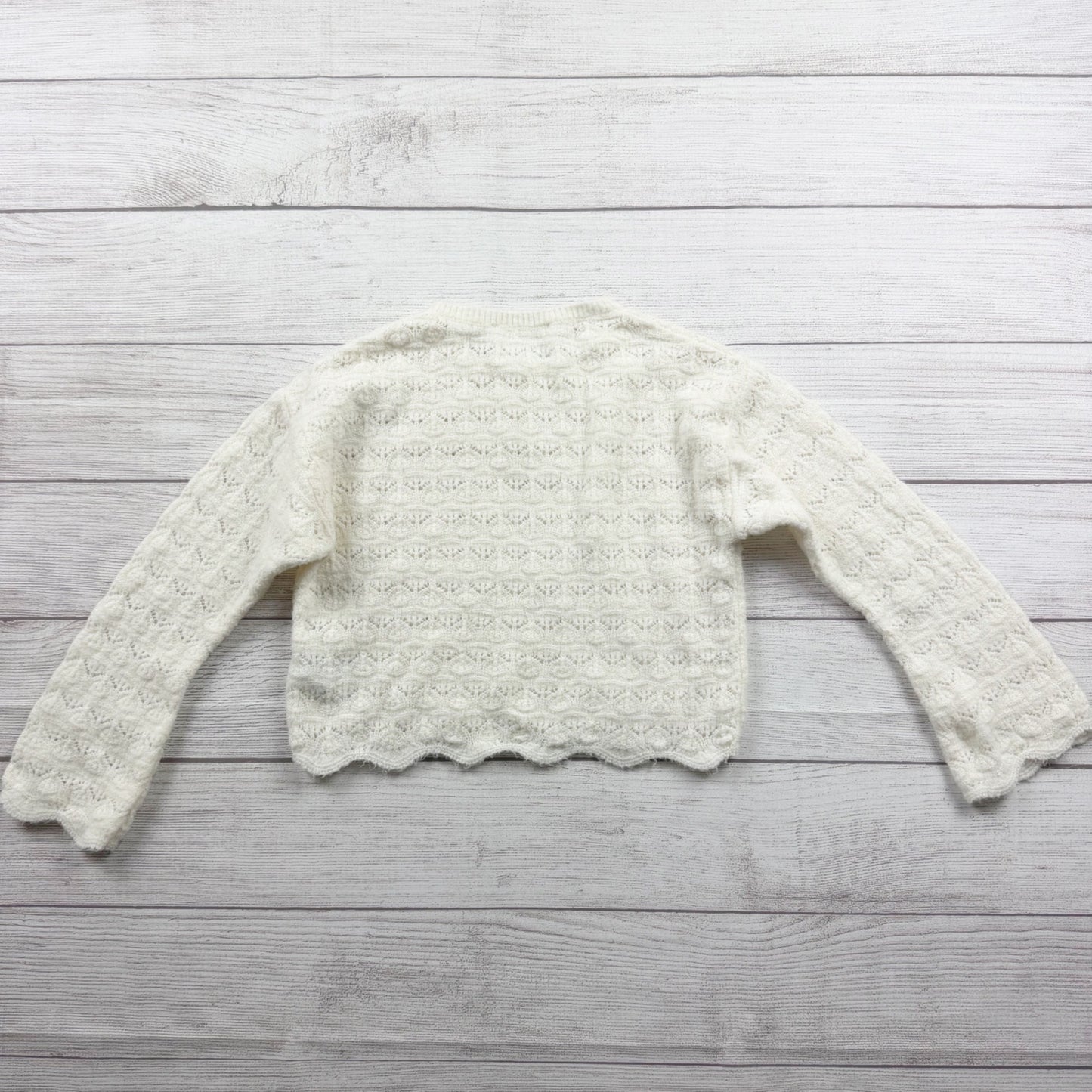 Zara Girls Cropped Sweater Textured Knit Scalloped Hem Pullover 8-9