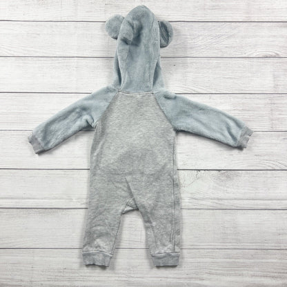 Disney Baby Mickey Mouse Fleece Hooded Romper Zip Up One Piece 12 Months
