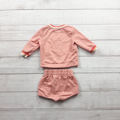 Cat & Jack Baby Pink Brand New Bestie Sweatshirt Shorts Set Outfit 6-9 Months