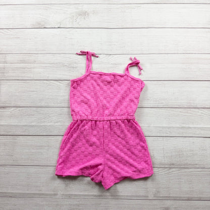 Bmagical By Btween Pink Tie Strap Sleeveless Girls Romper Textured Design 6