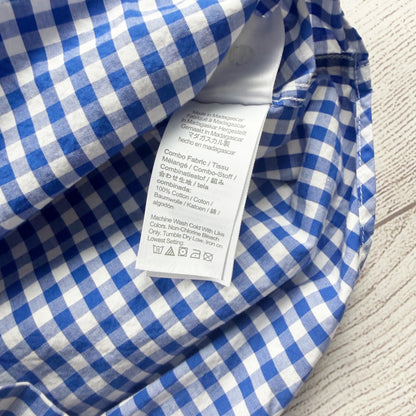 Crewcuts Boys Button Down Shirt Blue White Gingham Plaid Long Sleeve 10