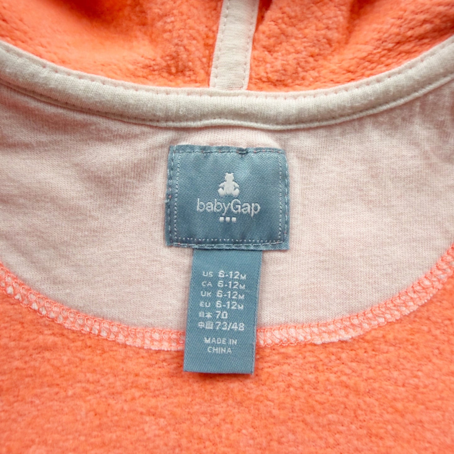 BabyGap Neon Coral Hooded Long Sleeve Peplum Jacket Sweatshirt 6-12 Months
