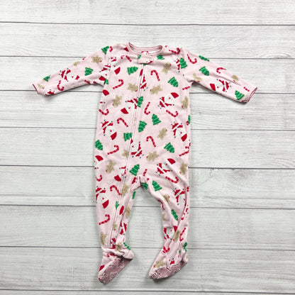 Just One You Carter's Christmas Holiday Zip Up Footed Pajamas 12-18 Months