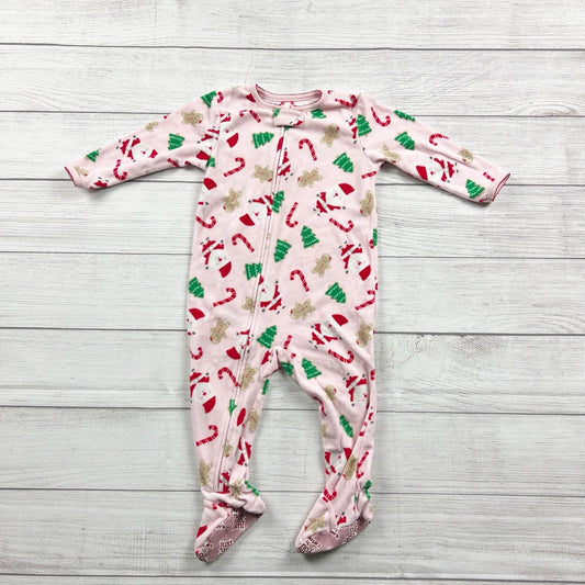 Just One You Carter's Christmas Holiday Zip Up Footed Pajamas 12-18 Months