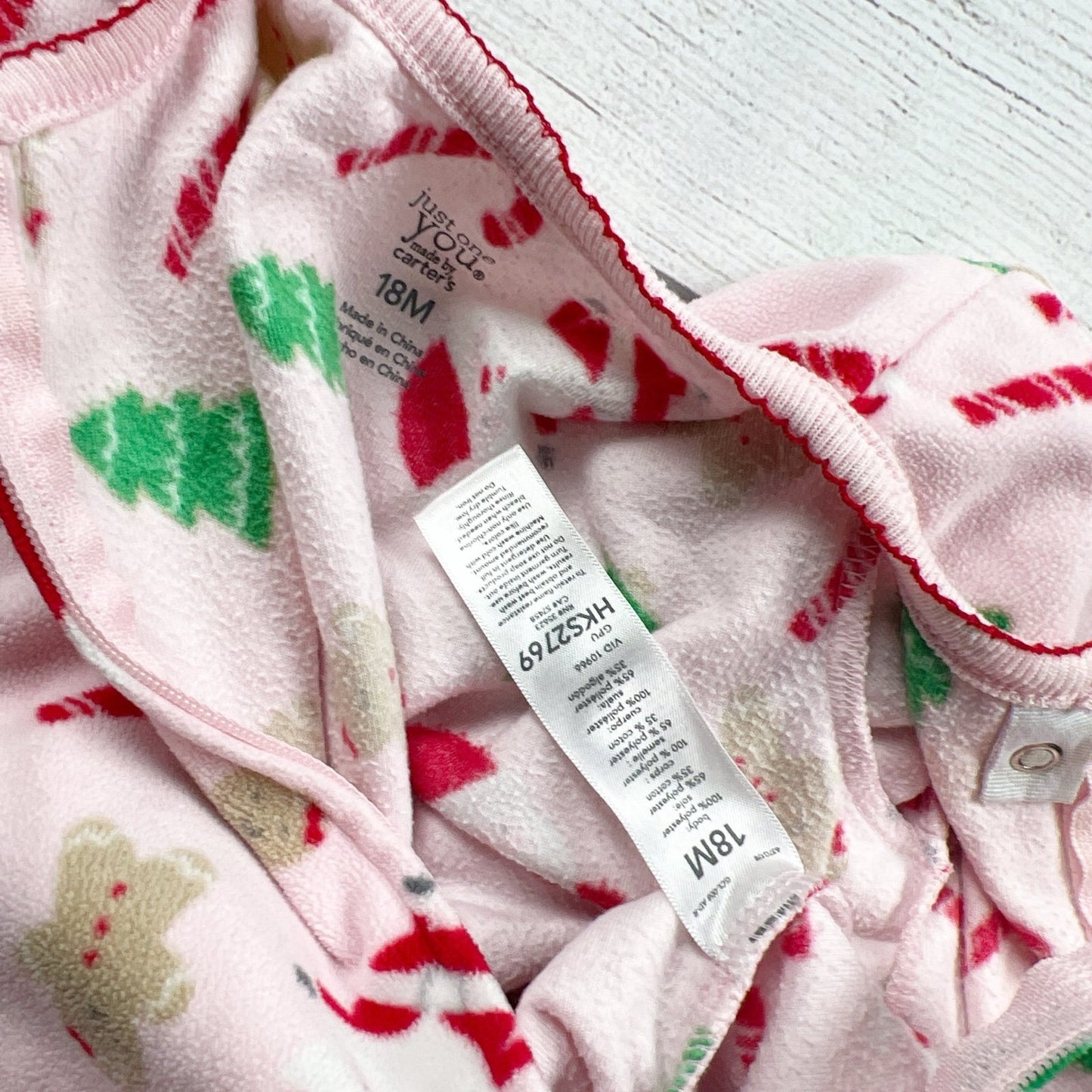 Just One You Carter's Christmas Holiday Zip Up Footed Pajamas 12-18 Months