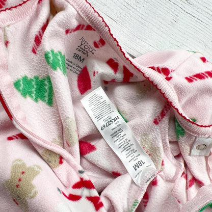 Just One You Carter's Christmas Holiday Zip Up Footed Pajamas 12-18 Months