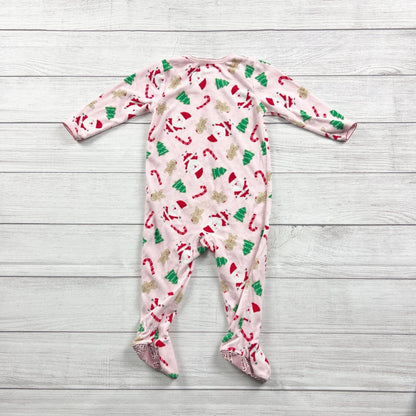 Just One You Carter's Christmas Holiday Zip Up Footed Pajamas 12-18 Months