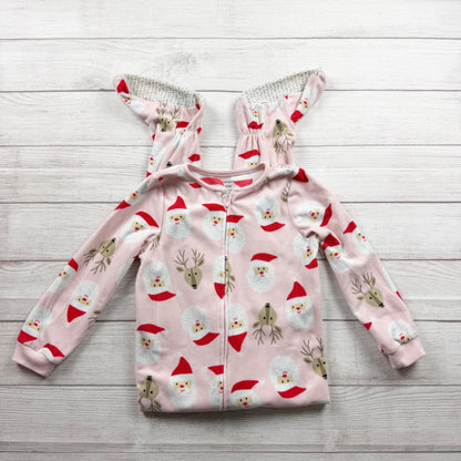 Carter’s Pink Santa Reindeer Holiday Print Fleece Footed Pajamas 7