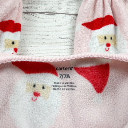Carter’s Pink Santa Reindeer Holiday Print Fleece Footed Pajamas 7