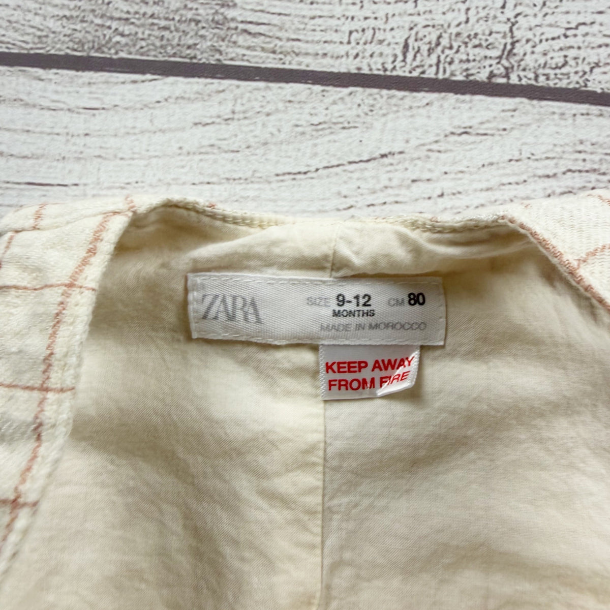 Zara Baby Checkered Overalls Beige Cotton Blend Light Weight Casual 9-12 Months