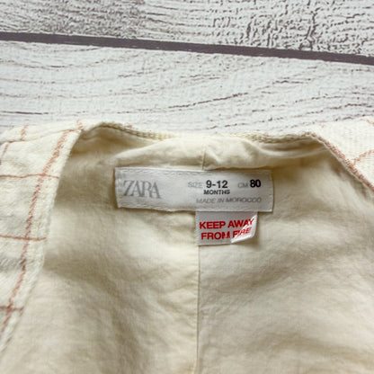 Zara Baby Checkered Overalls Beige Cotton Blend Light Weight Casual 9-12 Months