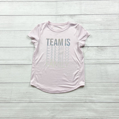 All In Motion Team Is Family Short Sleeve Pink Shirt S 6-6X
