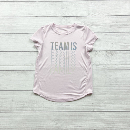 All In Motion Team Is Family Short Sleeve Pink Shirt S 6-6X