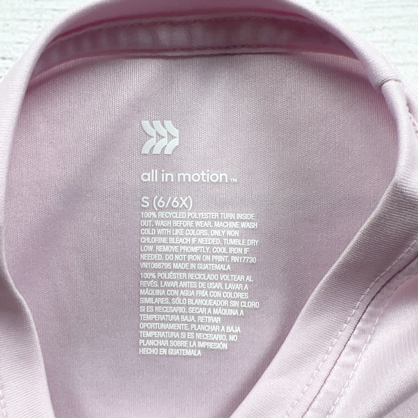 All In Motion Team Is Family Short Sleeve Pink Shirt S 6-6X