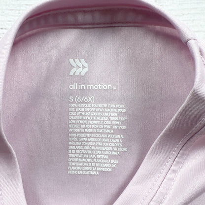 All In Motion Team Is Family Short Sleeve Pink Shirt S 6-6X
