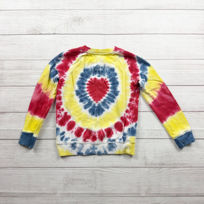 Tucker + Tate Kids Tie-Dye Sweatshirt Heart Print Yellow Red Blue 7